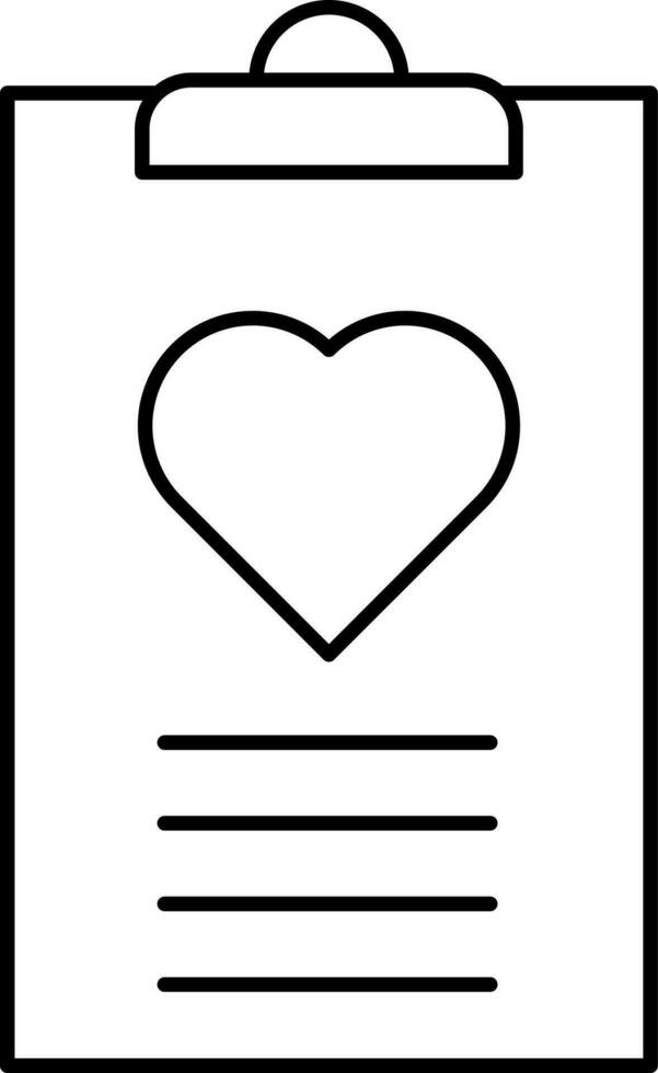 Heart Report Icon In Black Line Art. vector