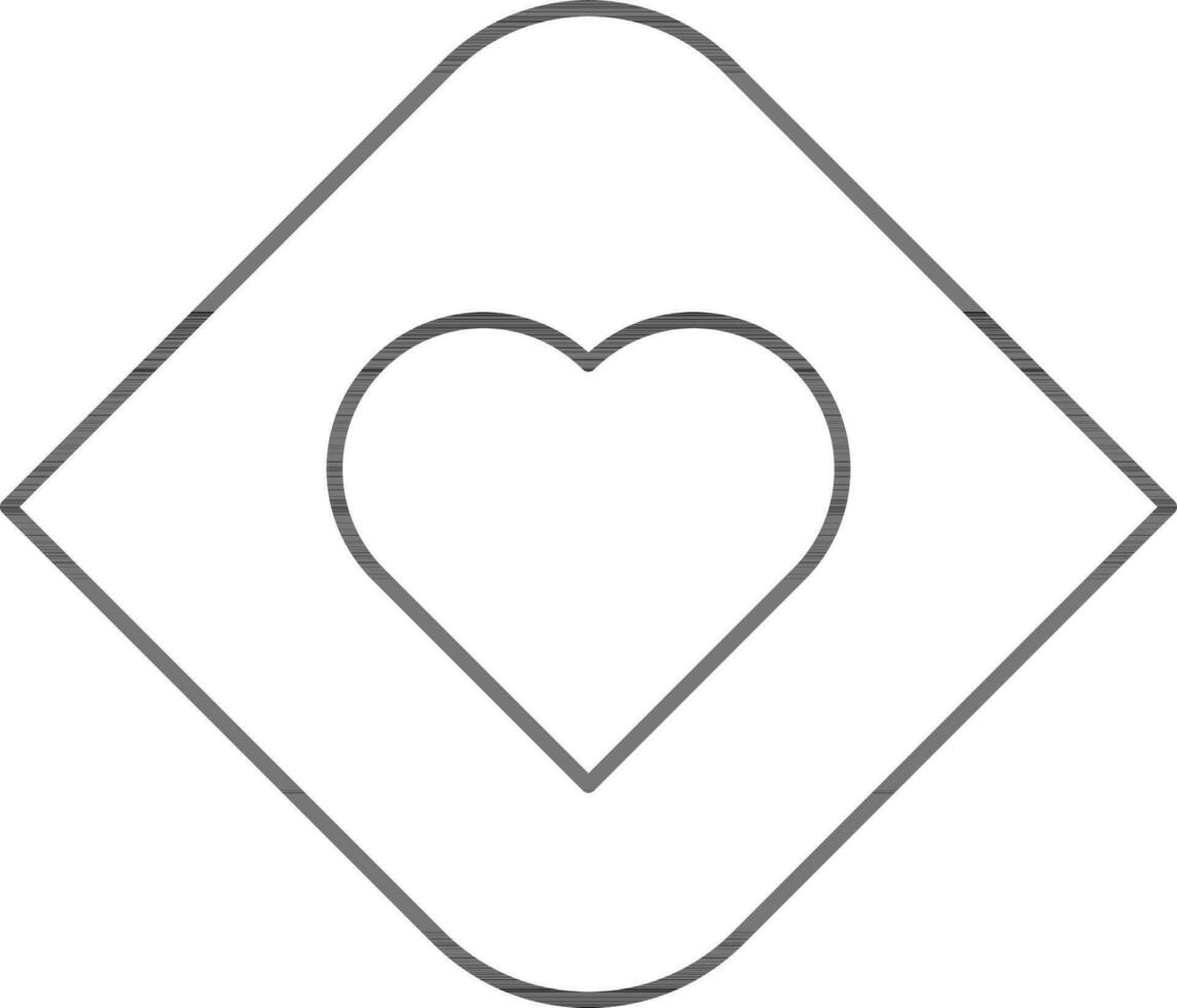 Line Art Heart Symbon On Sqaure Icon. vector