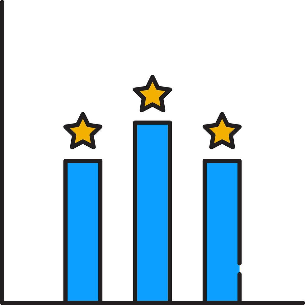 clasificación bar grafico icono en azul y amarillo color. vector