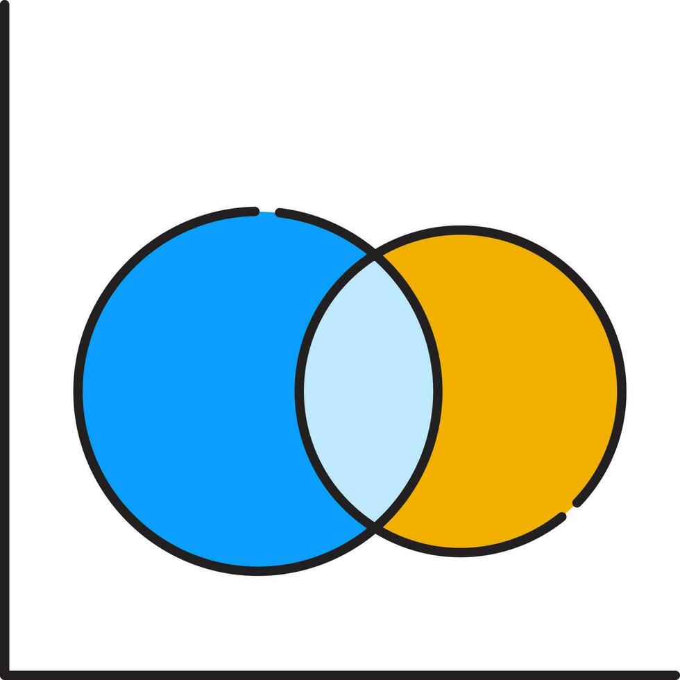 vesica piscis icono en azul y amarillo color. vector