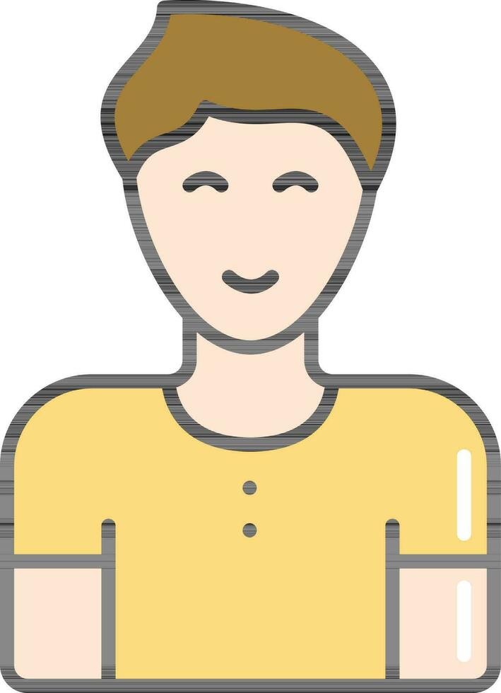 joven hombre dibujos animados icono en amarillo y bronce color. vector