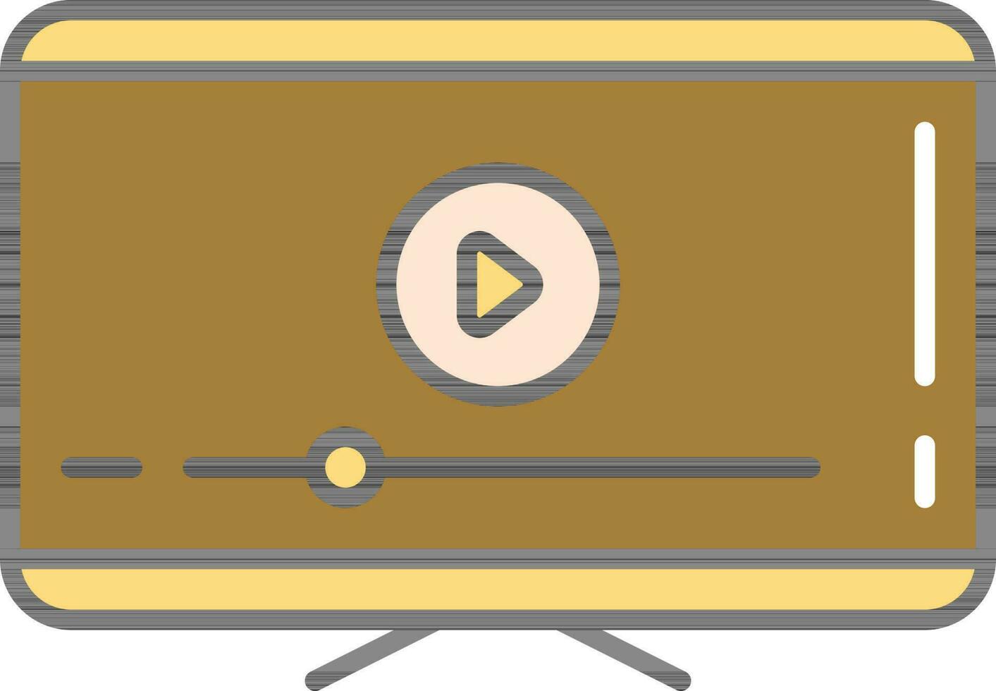 Video Play Monitor Screen Icon In Yellow And Bronze Color. vector