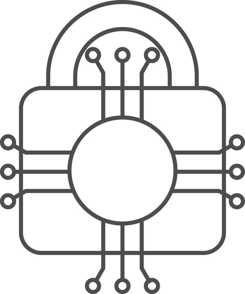 Illustration Of Cyber Security In Linear Style. vector