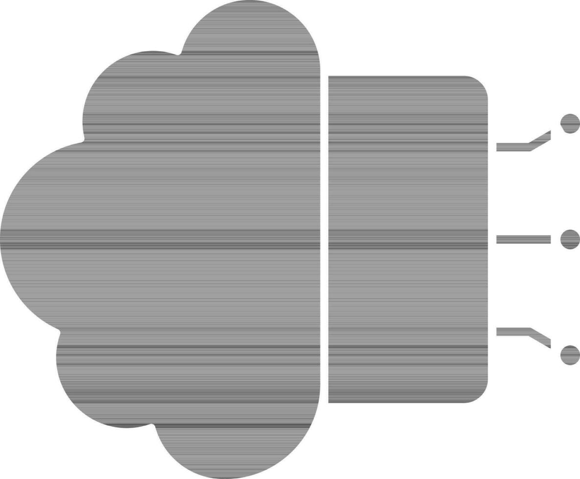 Brain Connection Icon In Gray And White Color. vector