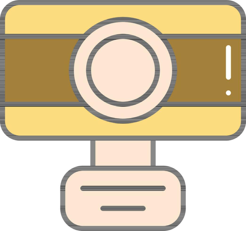 Flat Style Web Camera Yellow And Bronze Icon. vector