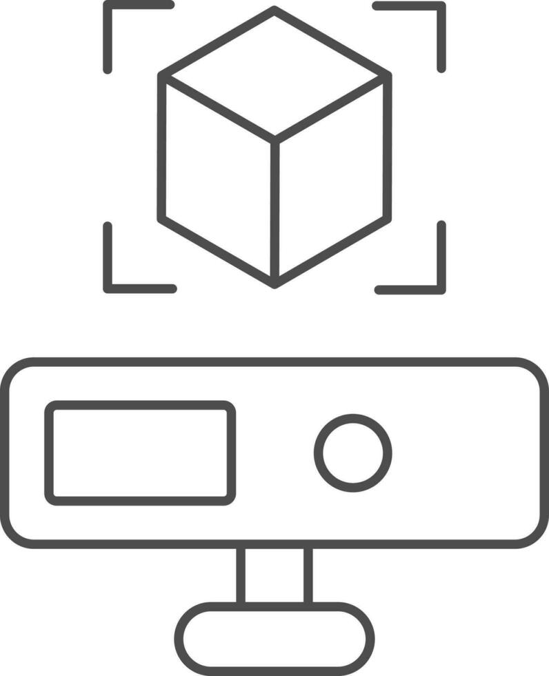Virtual Or Hologram Projector Icon In Line Art. vector