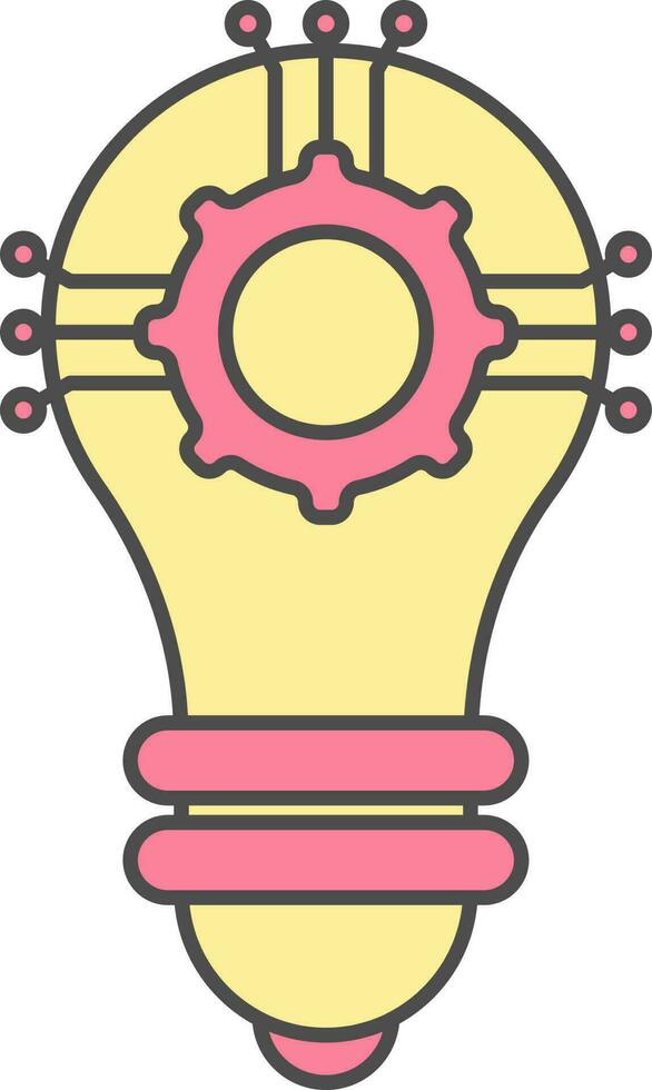 Setup Idea Or Setting Bulb Icon In Pink And Yellow Color. vector