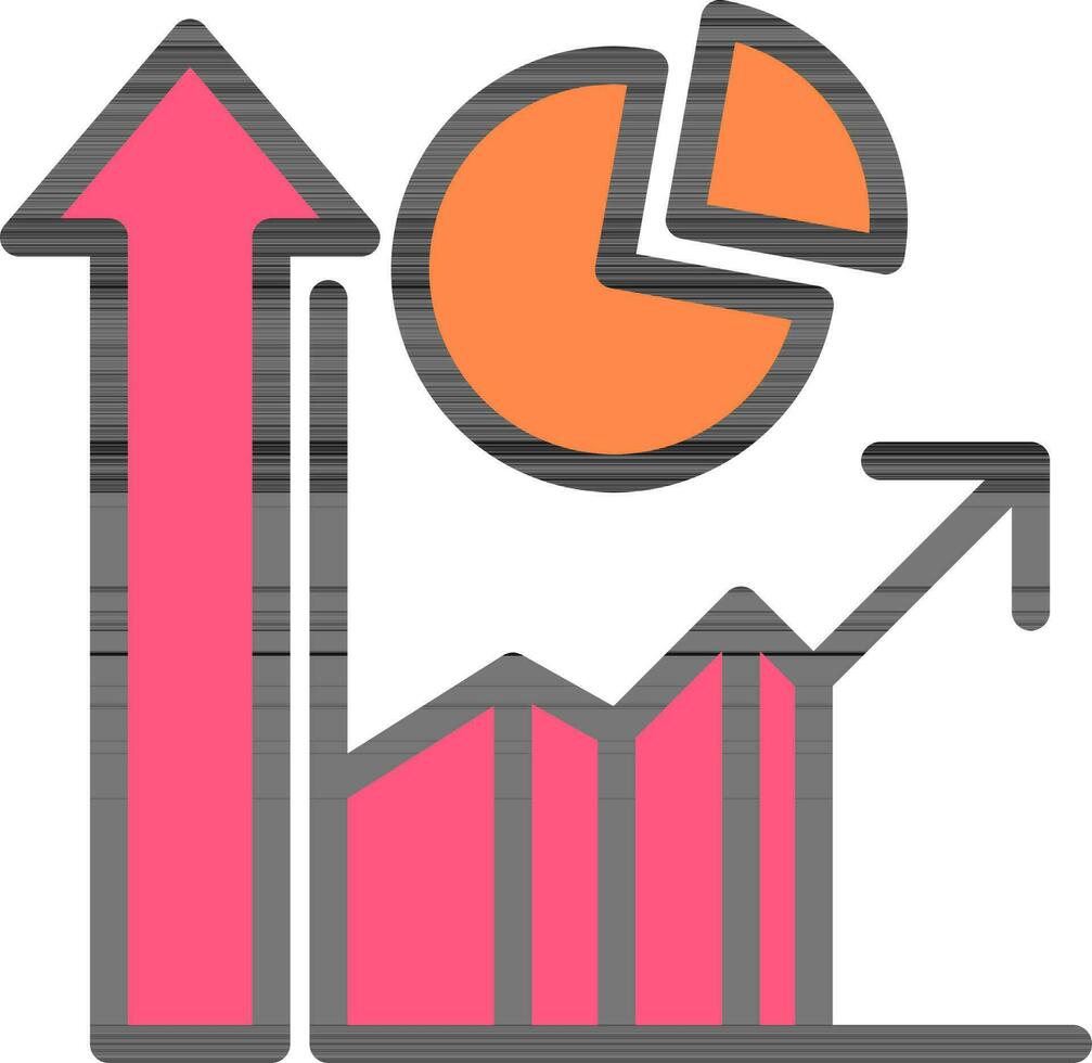 Pink And Orange Infographic Chart Icon Or Symbol. vector