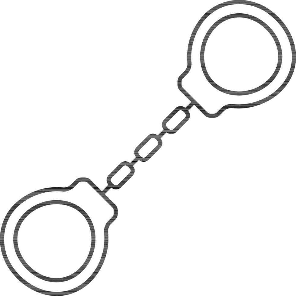 Handcuffs Icon In Black line Art. vector