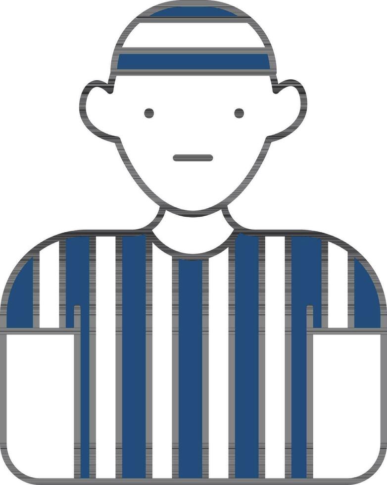 Prisoner Icon In Blue And White Color. vector