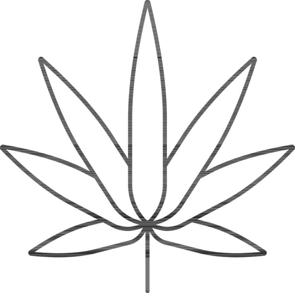Marijuana Leaf Icon In Black Line Art. vector