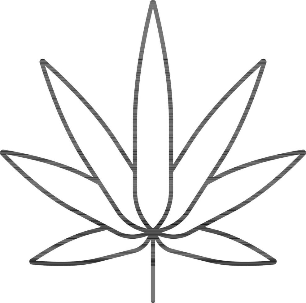 Marijuana Leaf Icon In Black Line Art. vector