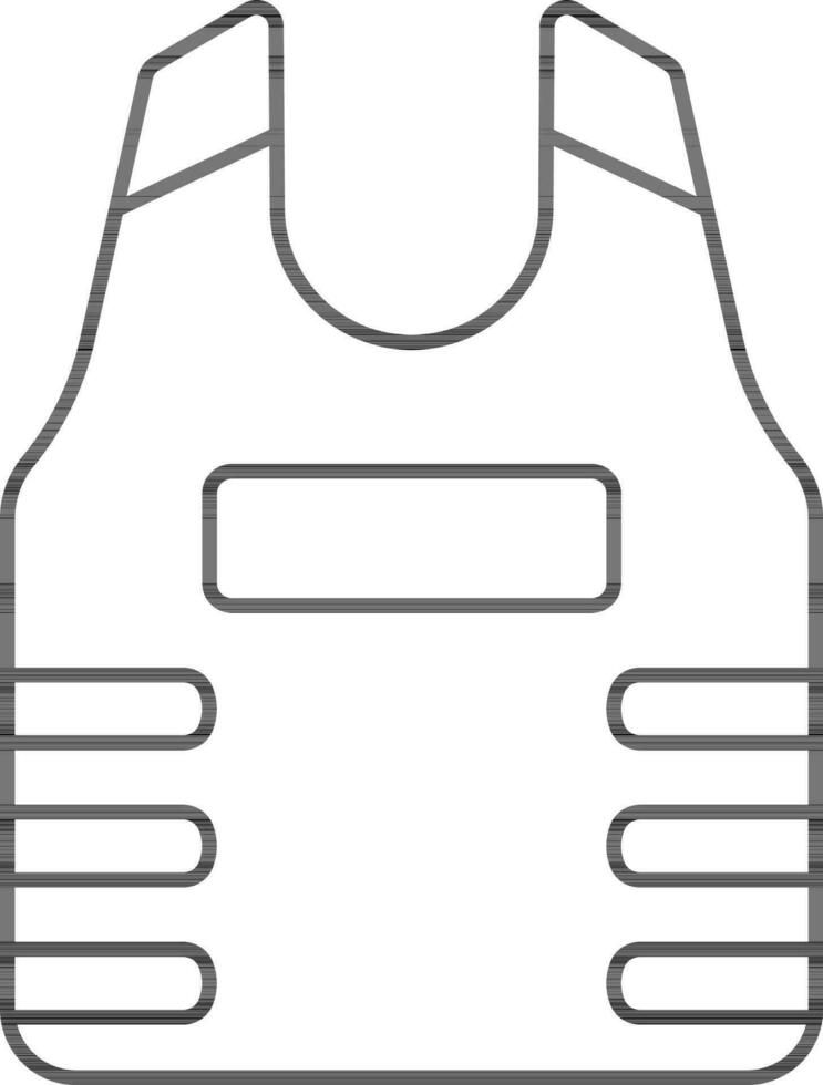 Bulletproof Jacket Icon In Black Line Art. vector