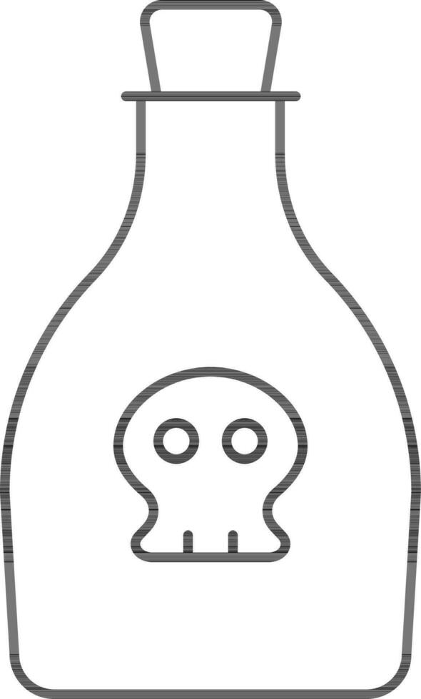 Poison Bottle Icon In Black Line Art. vector