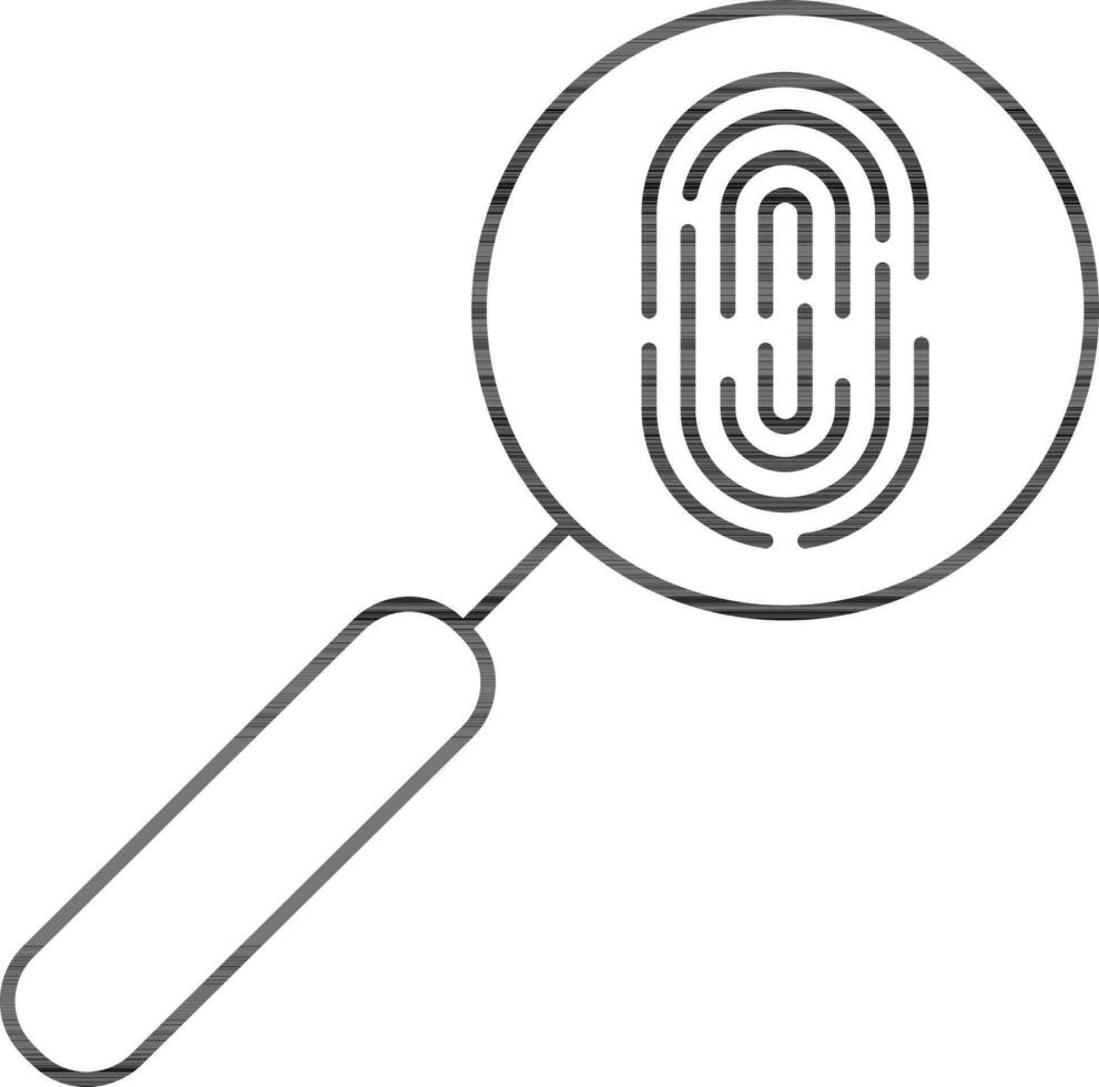 Fingerprint Search Icon In Black Line Art. vector