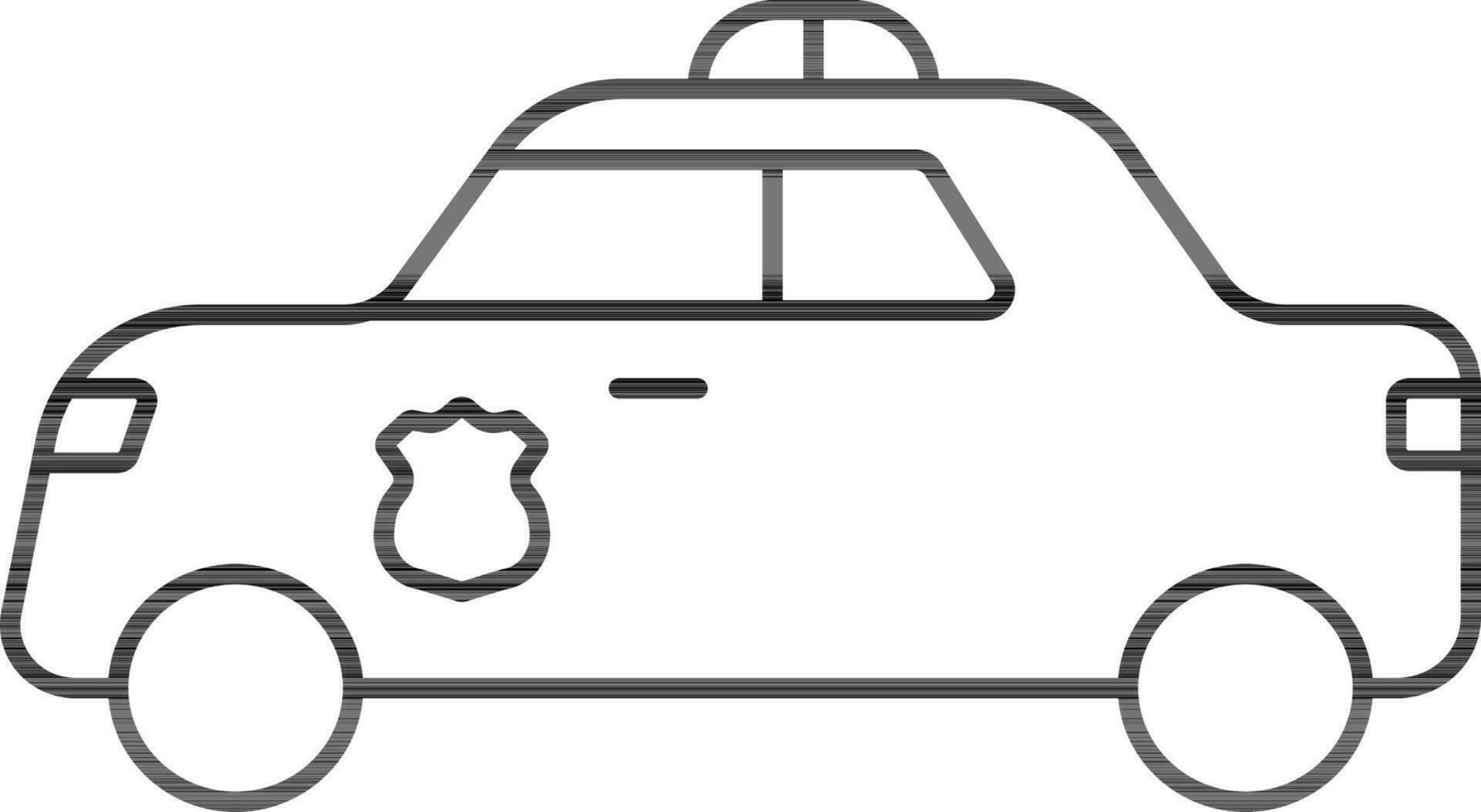 Police Car Icon In Black Line Art. vector