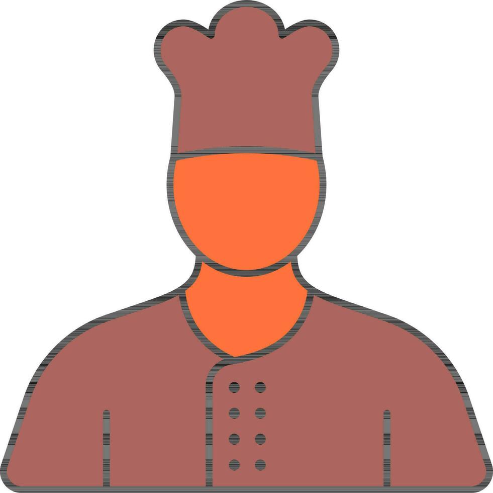 Faceless Chef Cartoon Icon In Orange And Brown Color. vector