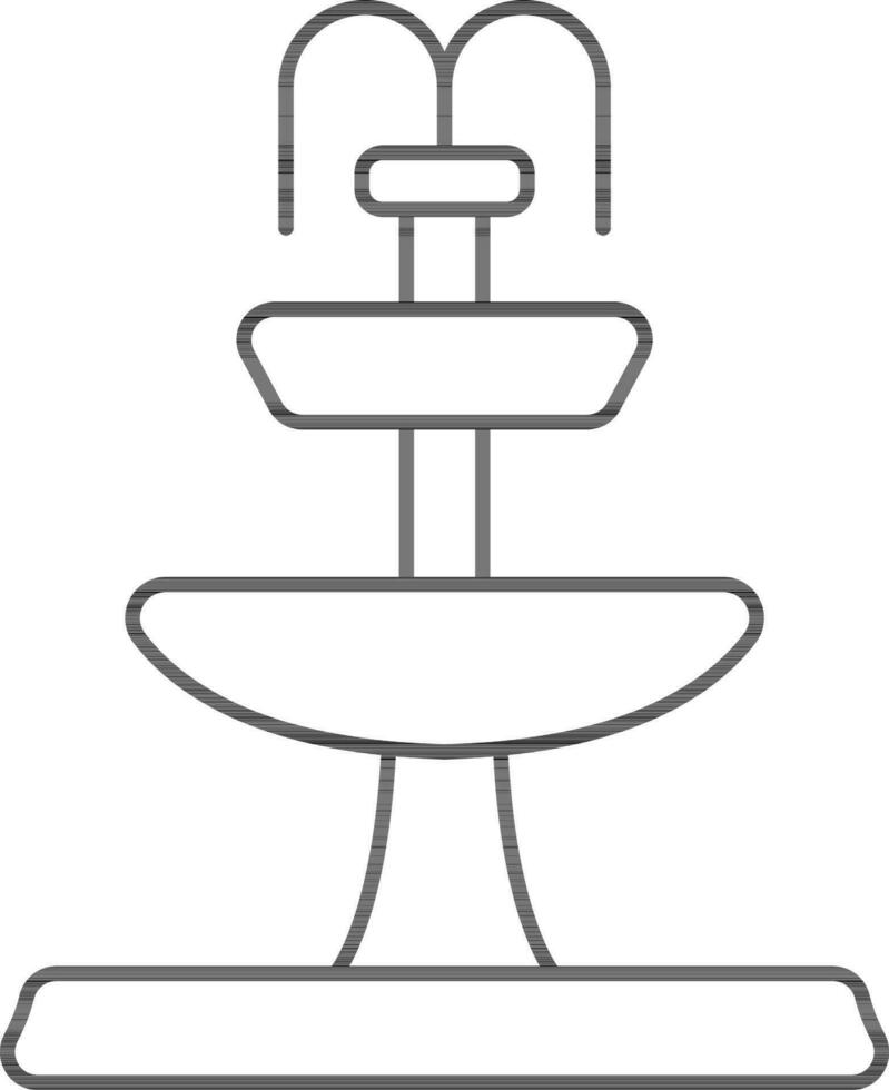 Two Tier Fountain Icon In Black Line Art. vector