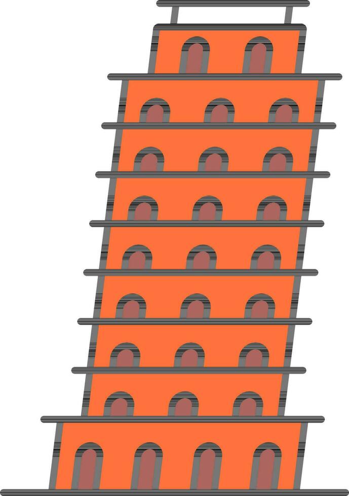 naranja y marrón Pisa torre plano icono. vector