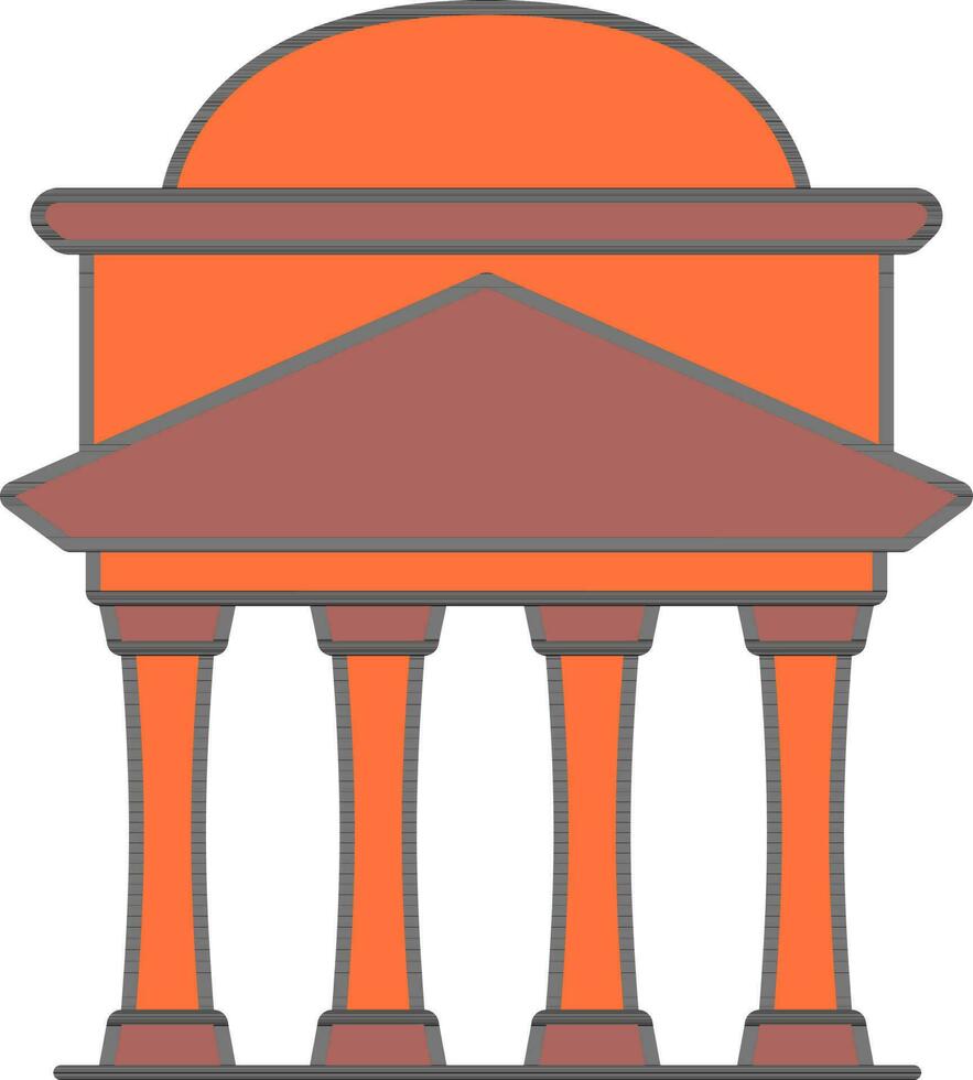 Flat Style Patheon Icon In Orange And Brown Color. vector