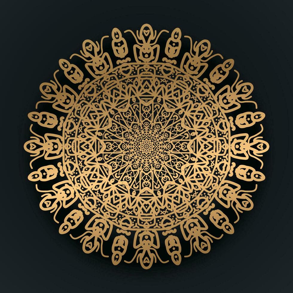 lujo dorado color mandala antecedentes diseño vector