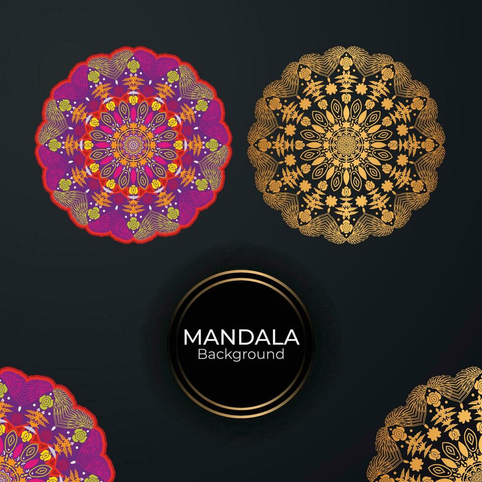 lujo dorado color mandala antecedentes diseño vector