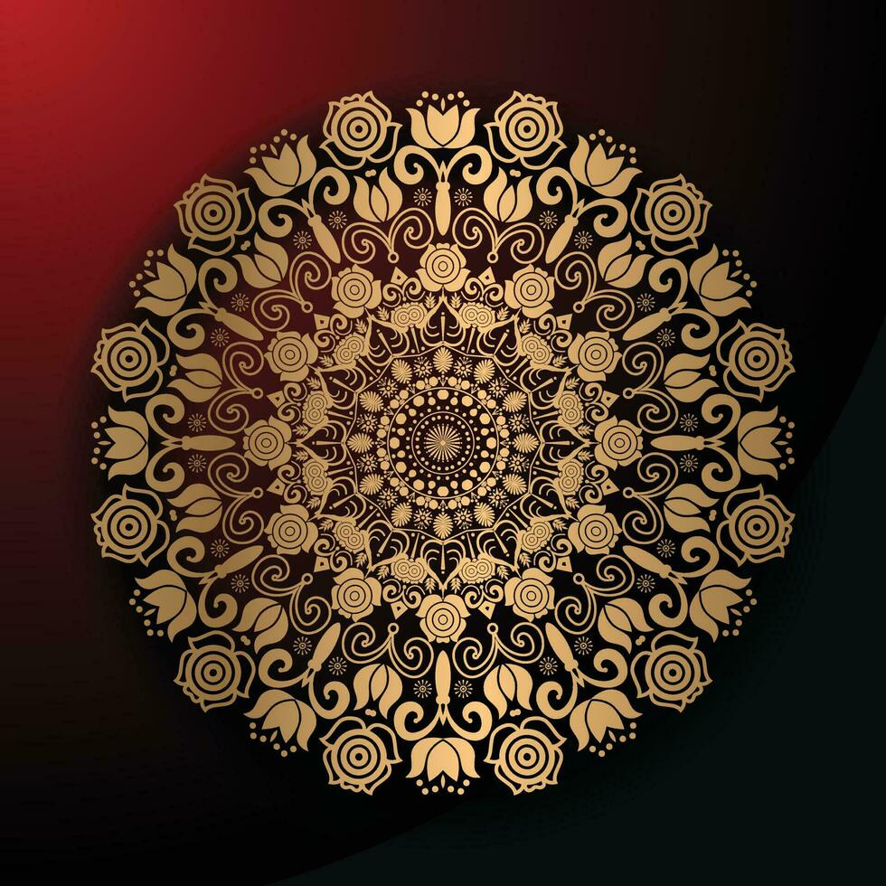 lujo dorado color mandala antecedentes diseño vector