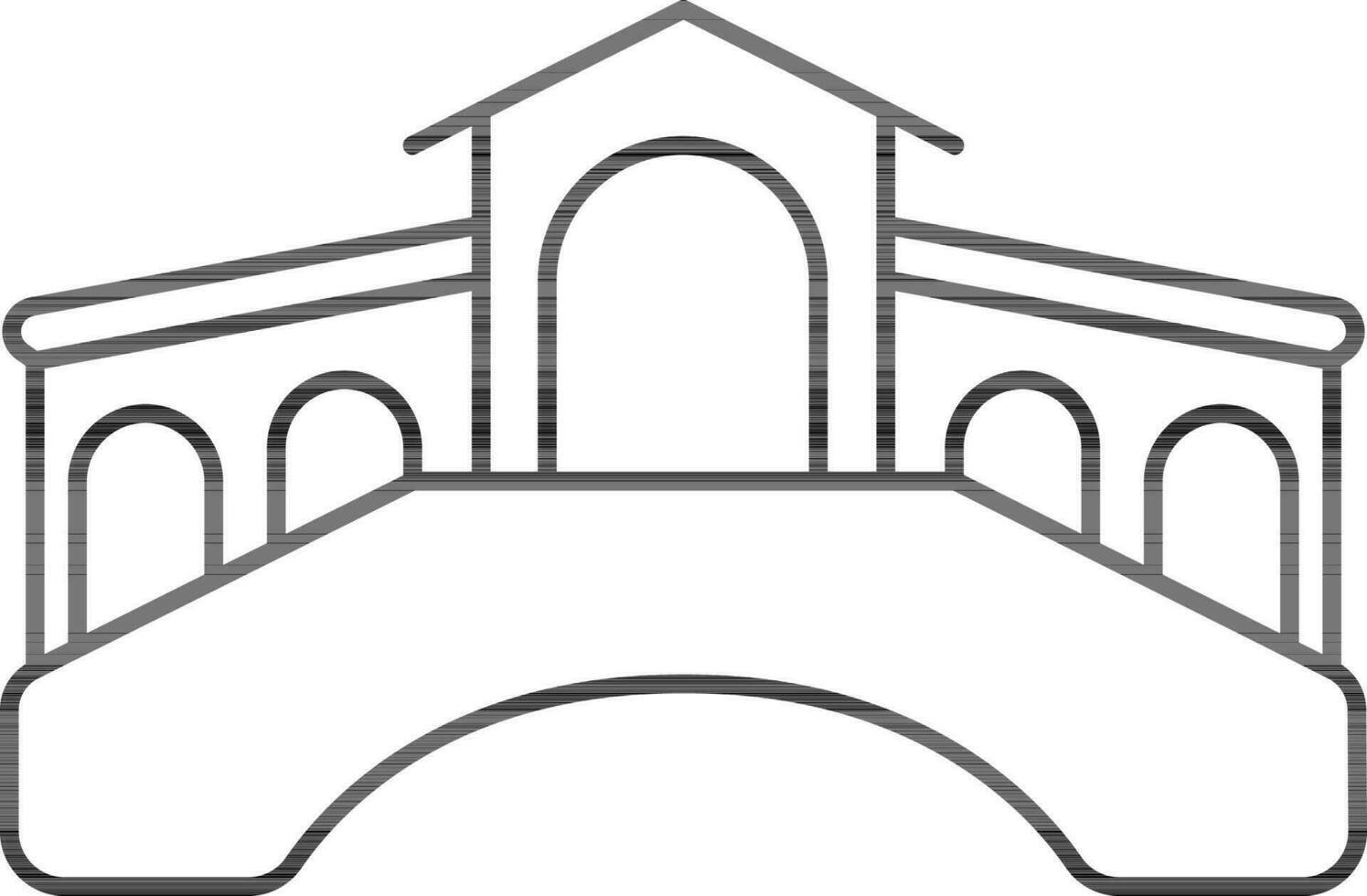 Rialto Bridge Icon In Line Art. vector