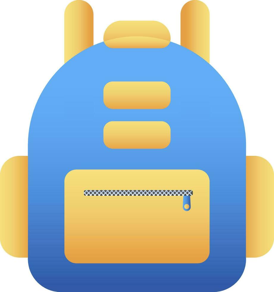 mochila icono en azul y amarillo color. vector