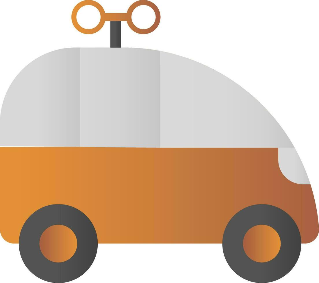 Clockwork Toy Car Icon In Flat Style. vector