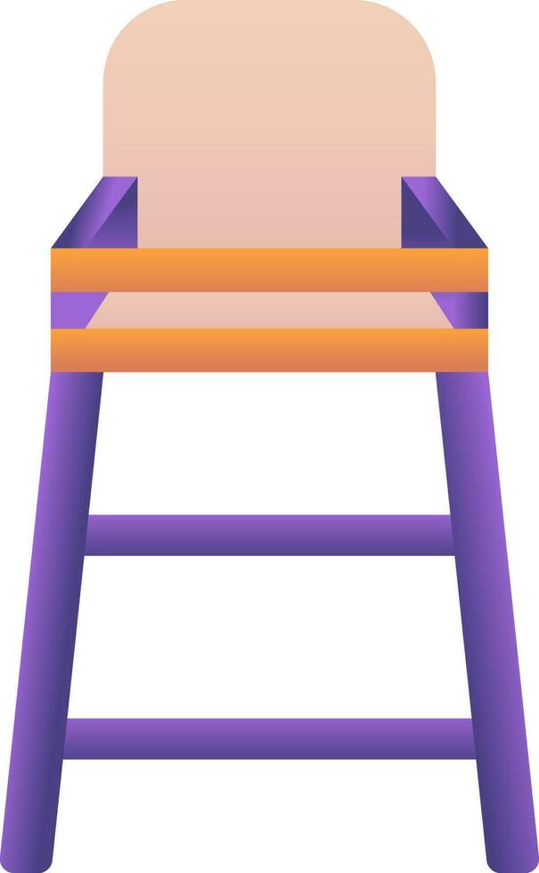 Baby Chair Icon In Flat Style. vector