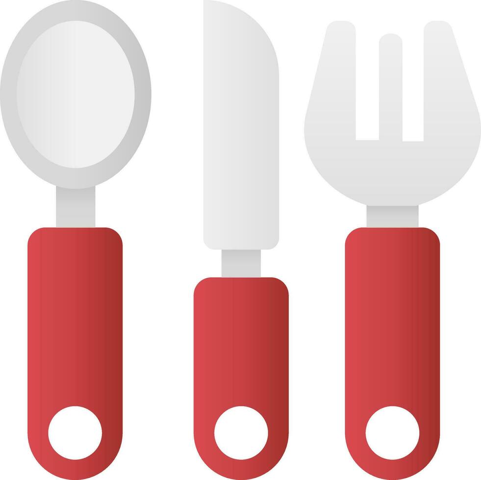 Cutlery Icon In Red And Gray Color. vector