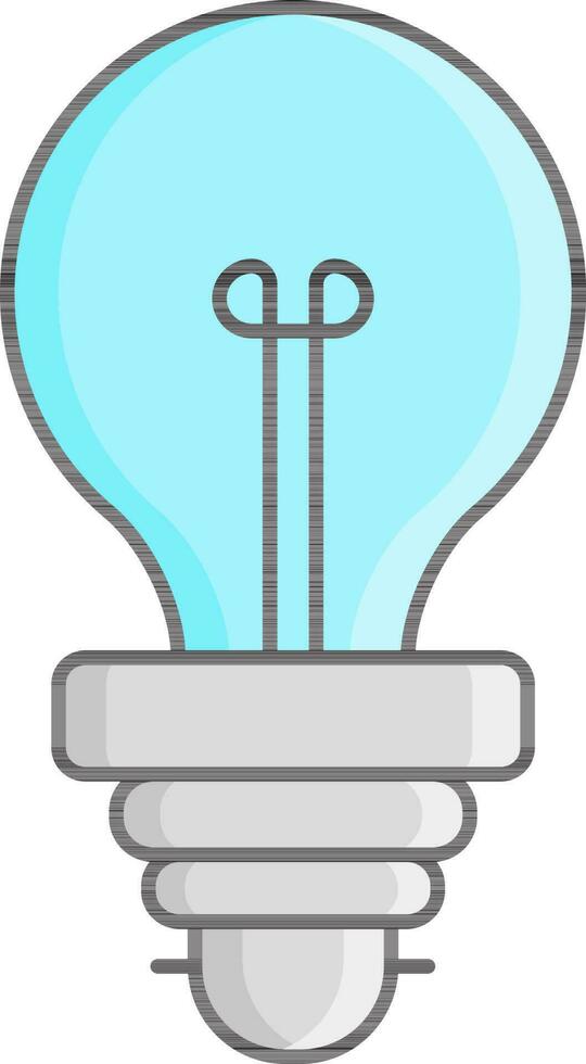 LED Bulb Icon In Cyan And Gray Color. vector