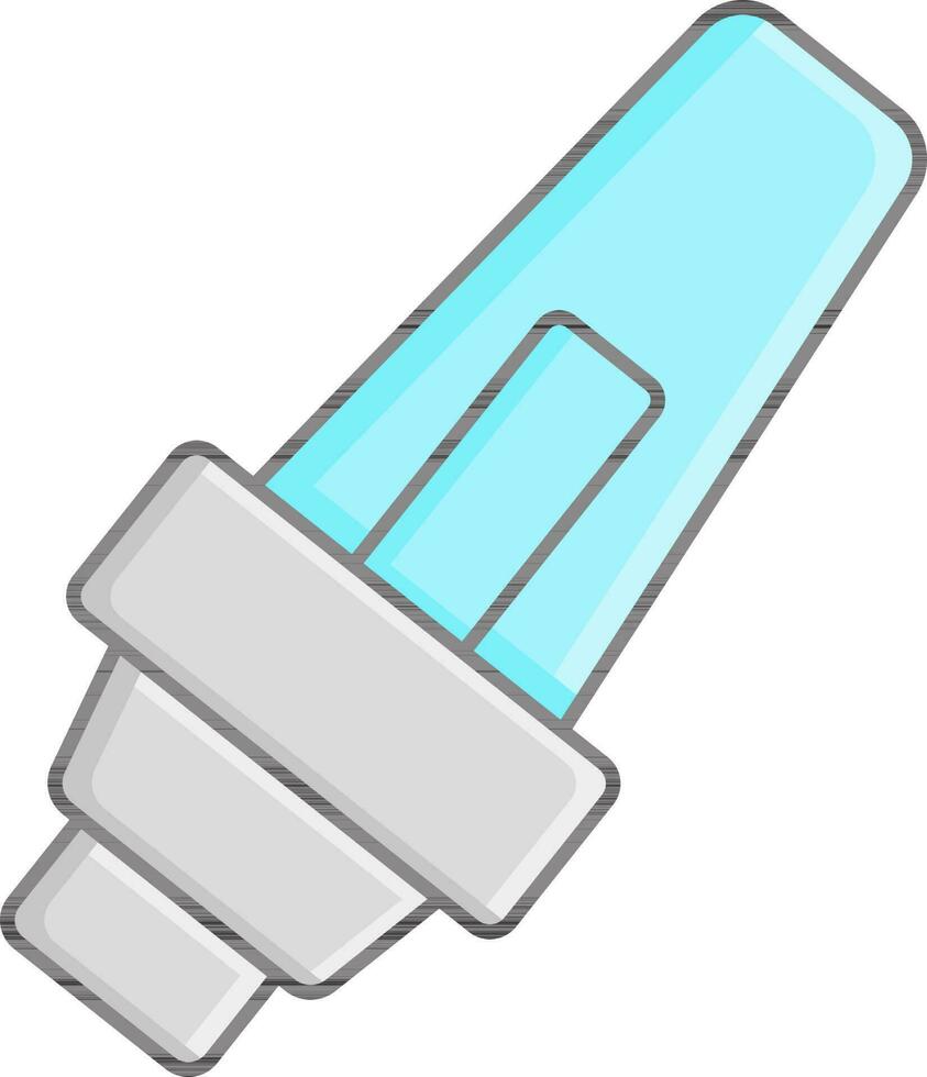Fluorescent Light Bulb Icon Cyan And Gray Color. vector