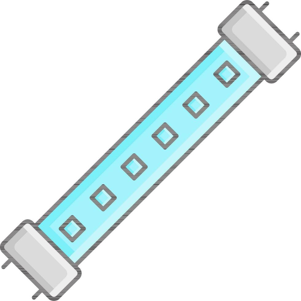 Illustration Of Tube Fluorescent Icon In Cyan And Gray Color. vector