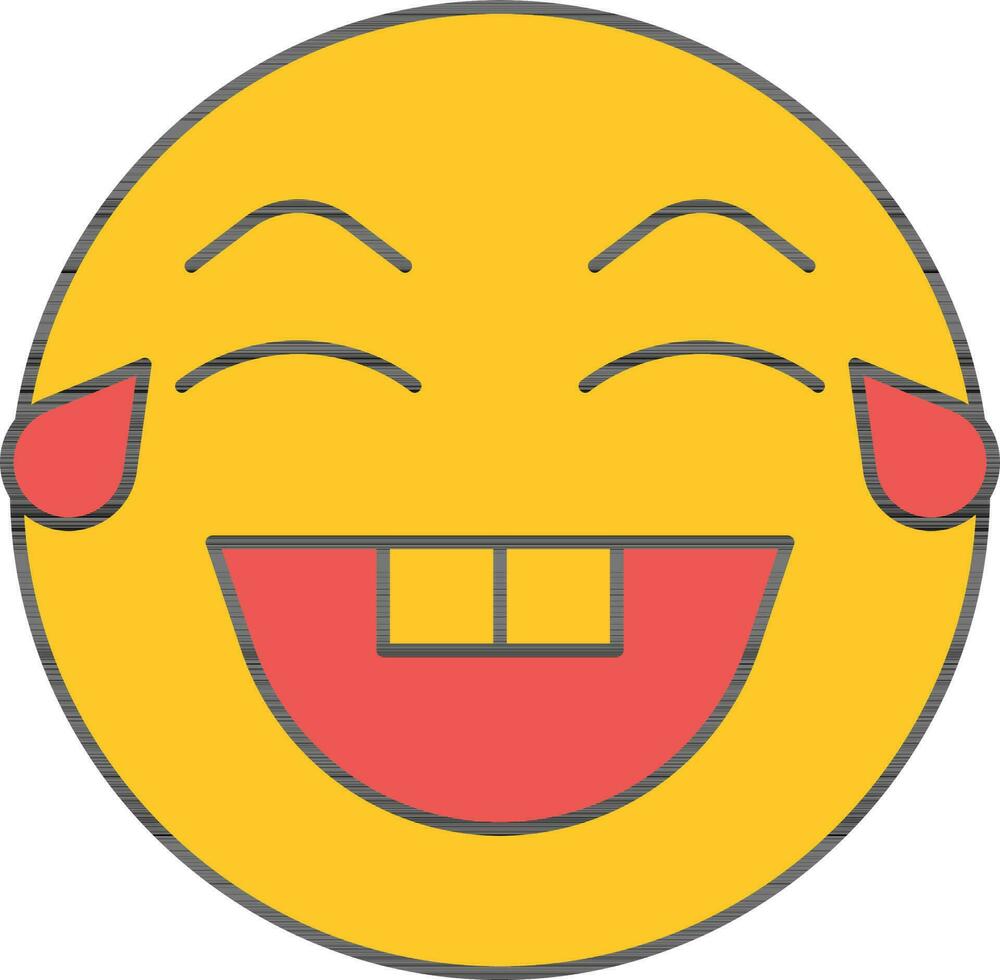 Laughing Emoji With Tears Icon In Red And Yellow. vector