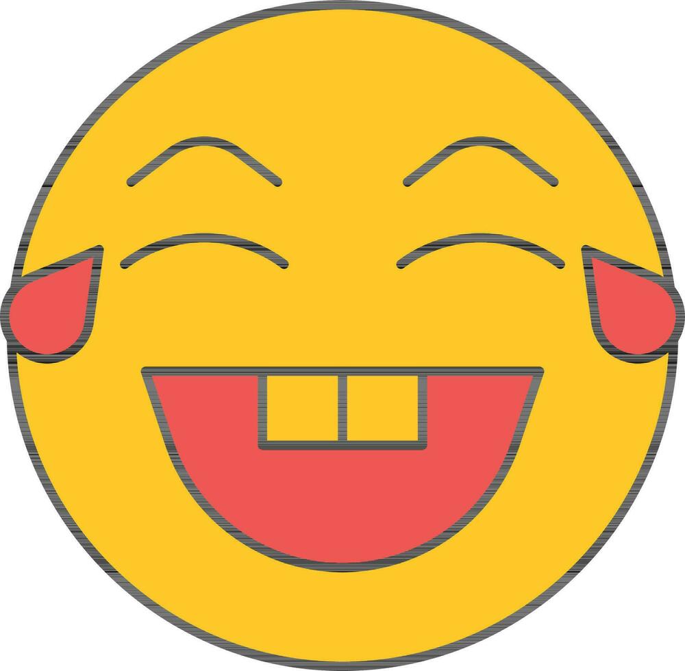 Laughing Emoji With Tears Icon In Red And Yellow. vector