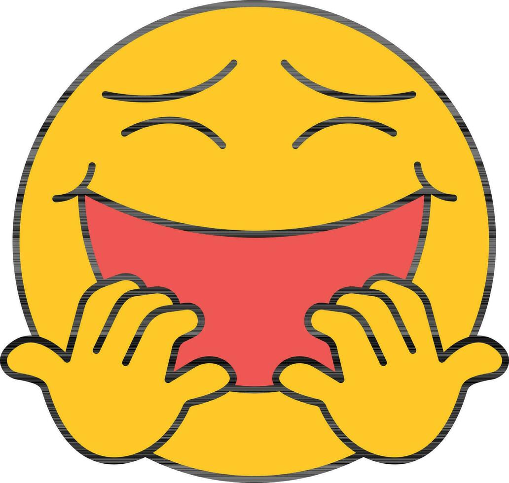 Illustration Of Laughing Face Emoji Icon In Red And Yellow Color. vector