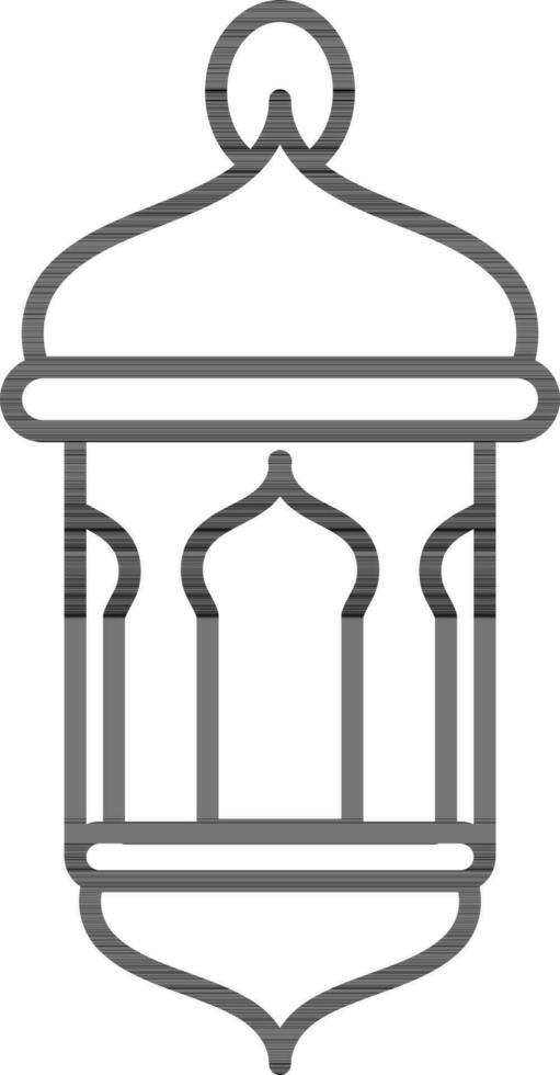 Illustration of Antique Lantern or Lamp Icon in Line Art. vector
