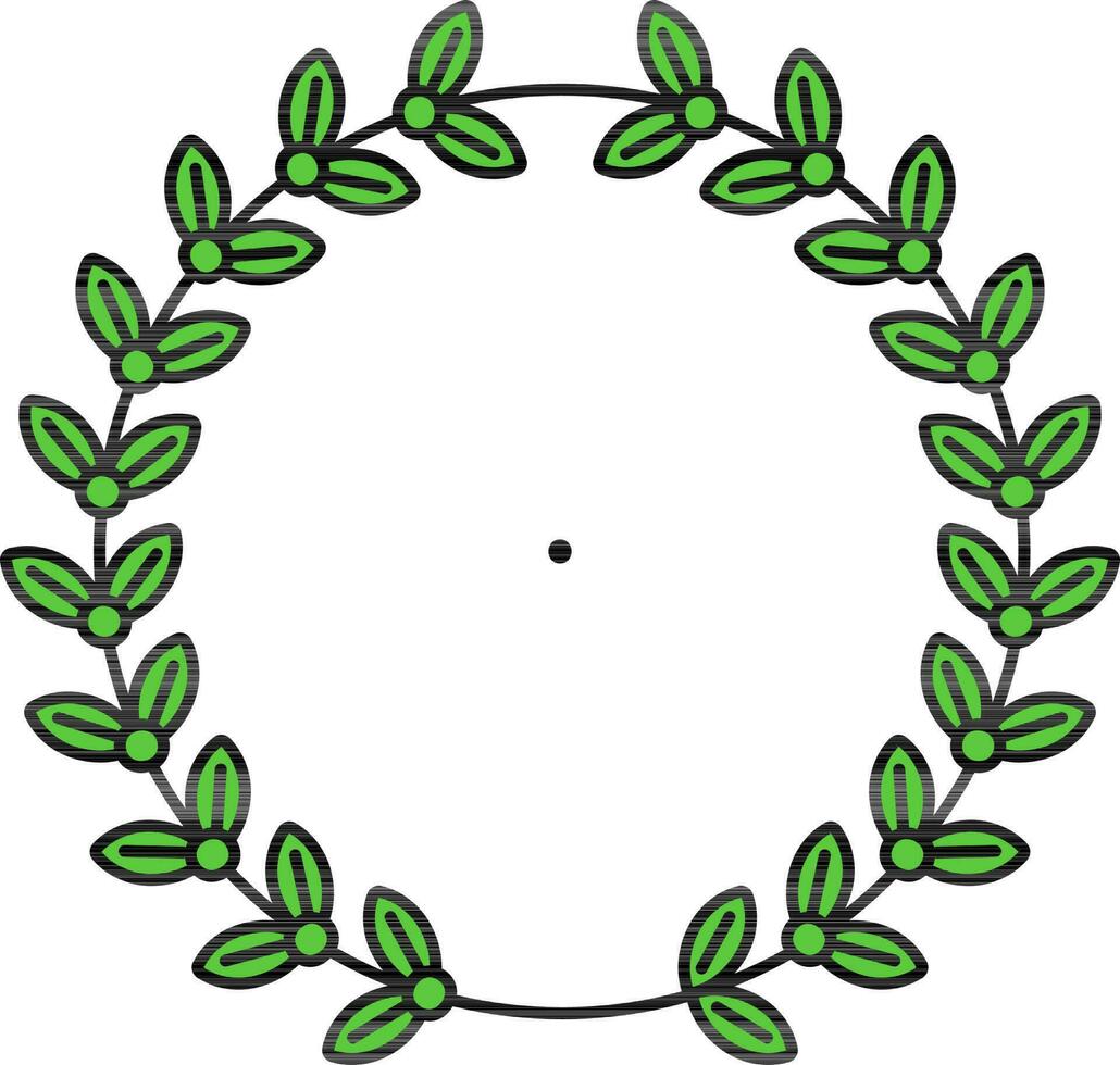 Circular Wreath Frame Flat Icon In Green Color. vector