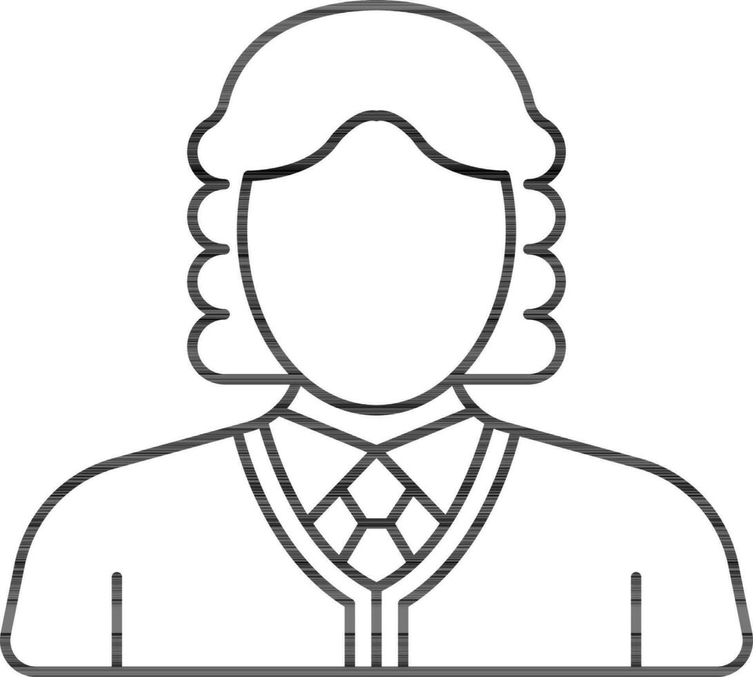 Faceless Man Judge Icon In Black Outline. vector