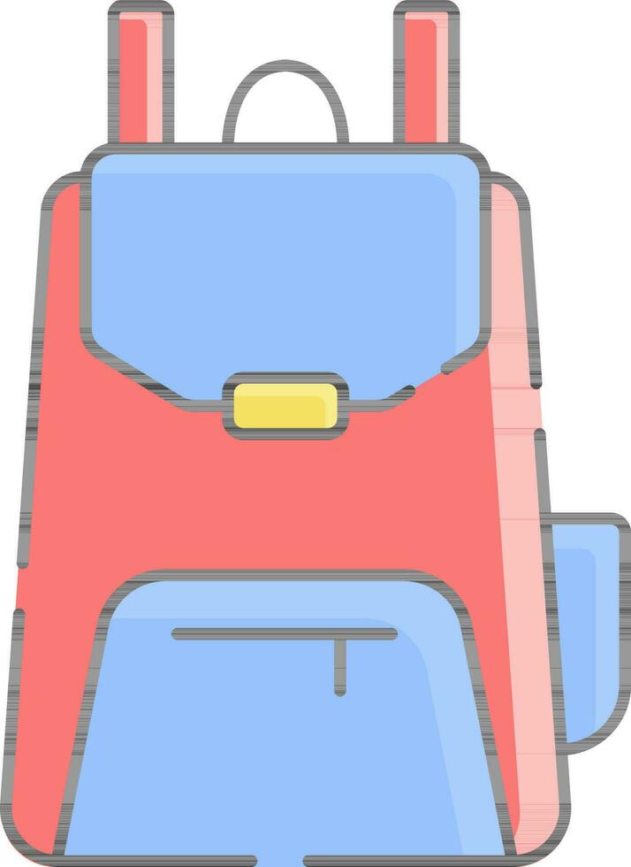 Backpack Icon in Blue and Red Color. vector