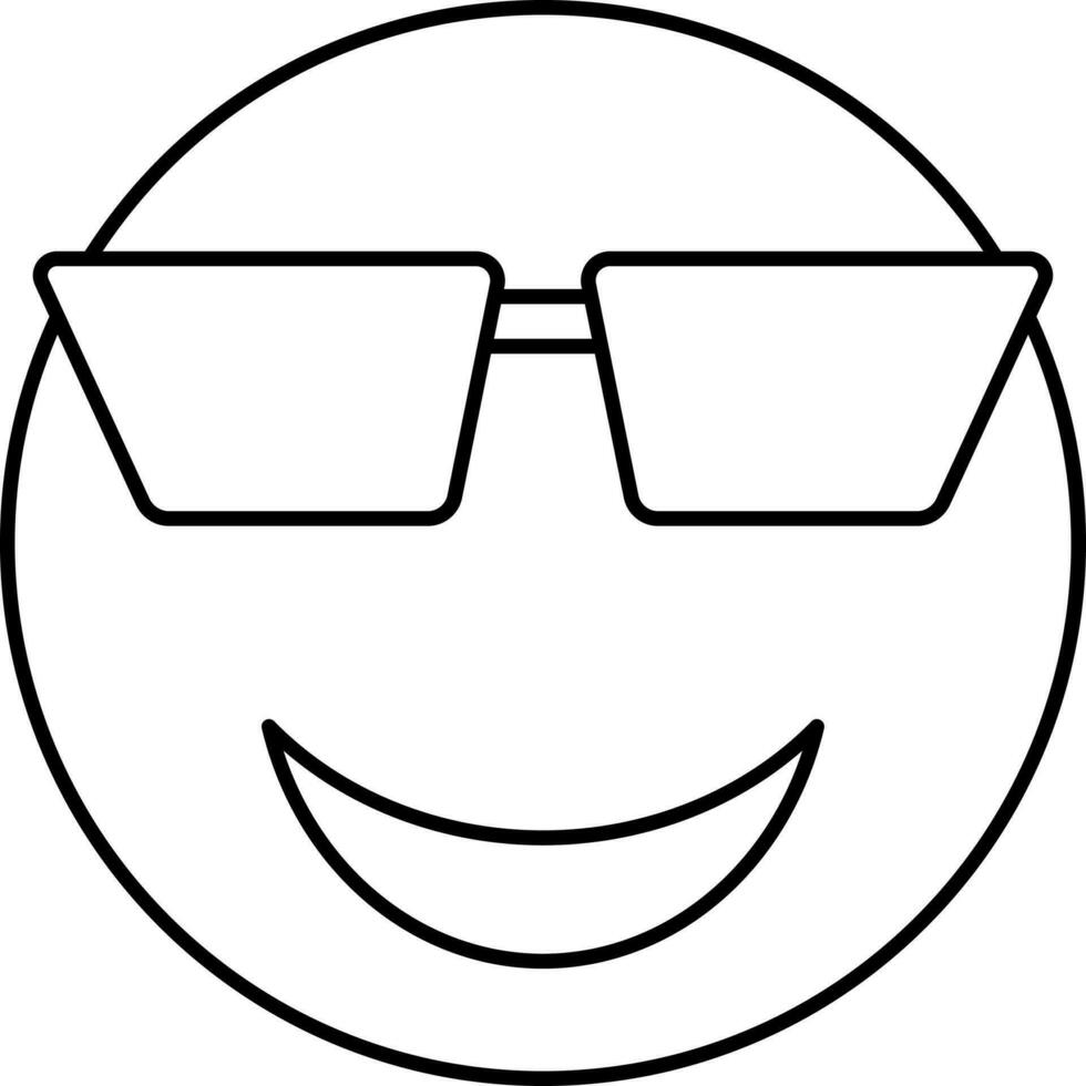 Thin Line Art Smiling Face Wearing Glasses Icon. vector