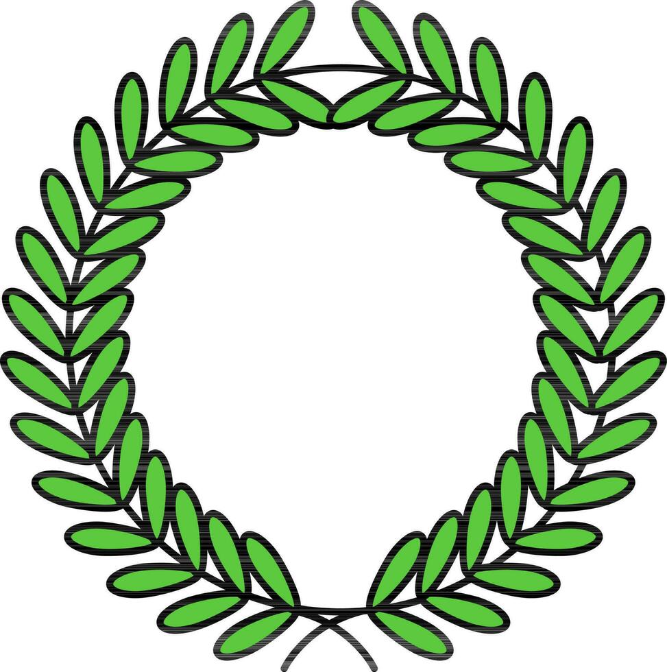 Green Circular Wreath Frame Icon In Flat Style. vector