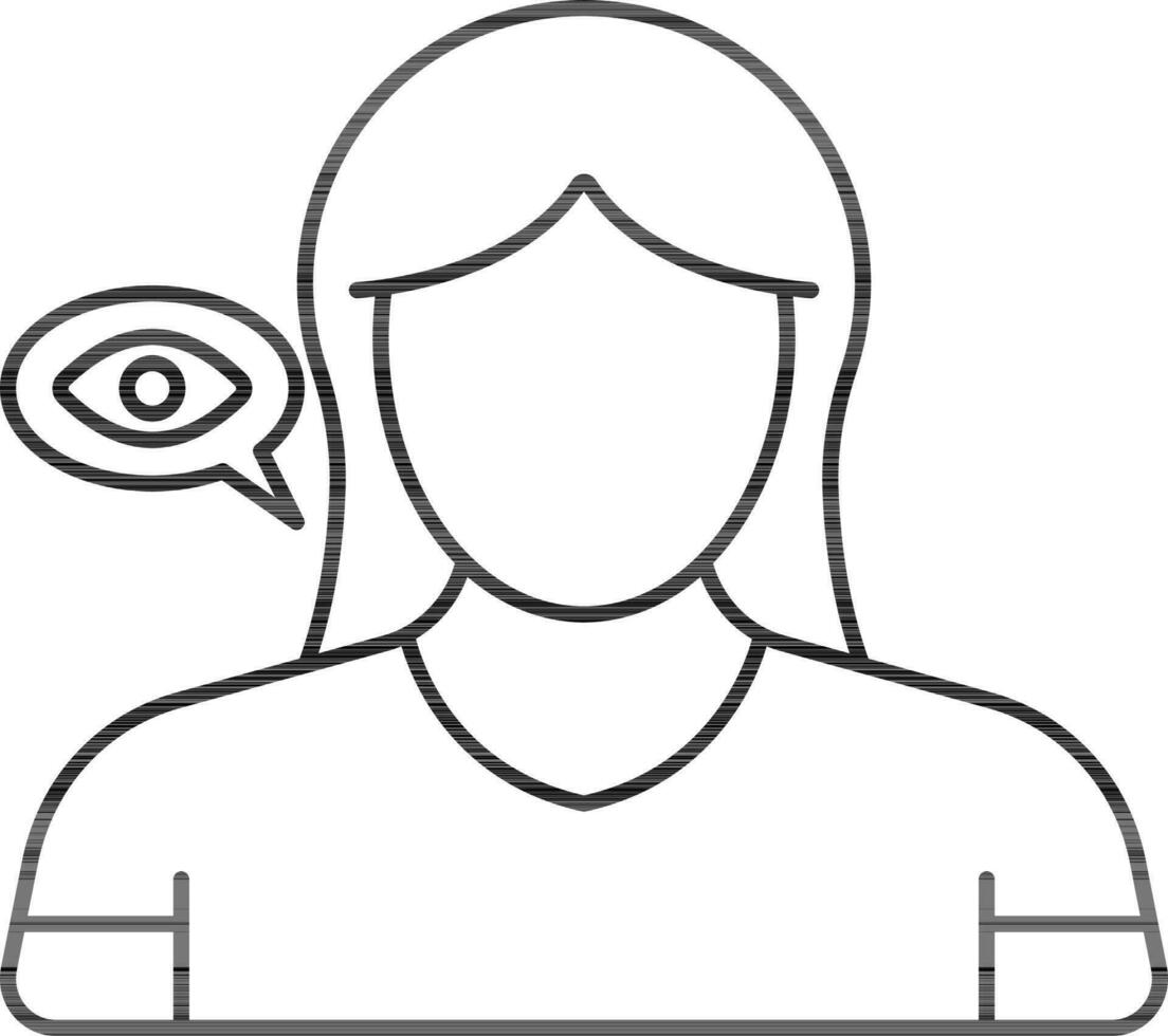 Faceless Woman Eyewitness Icon Black Outline. vector