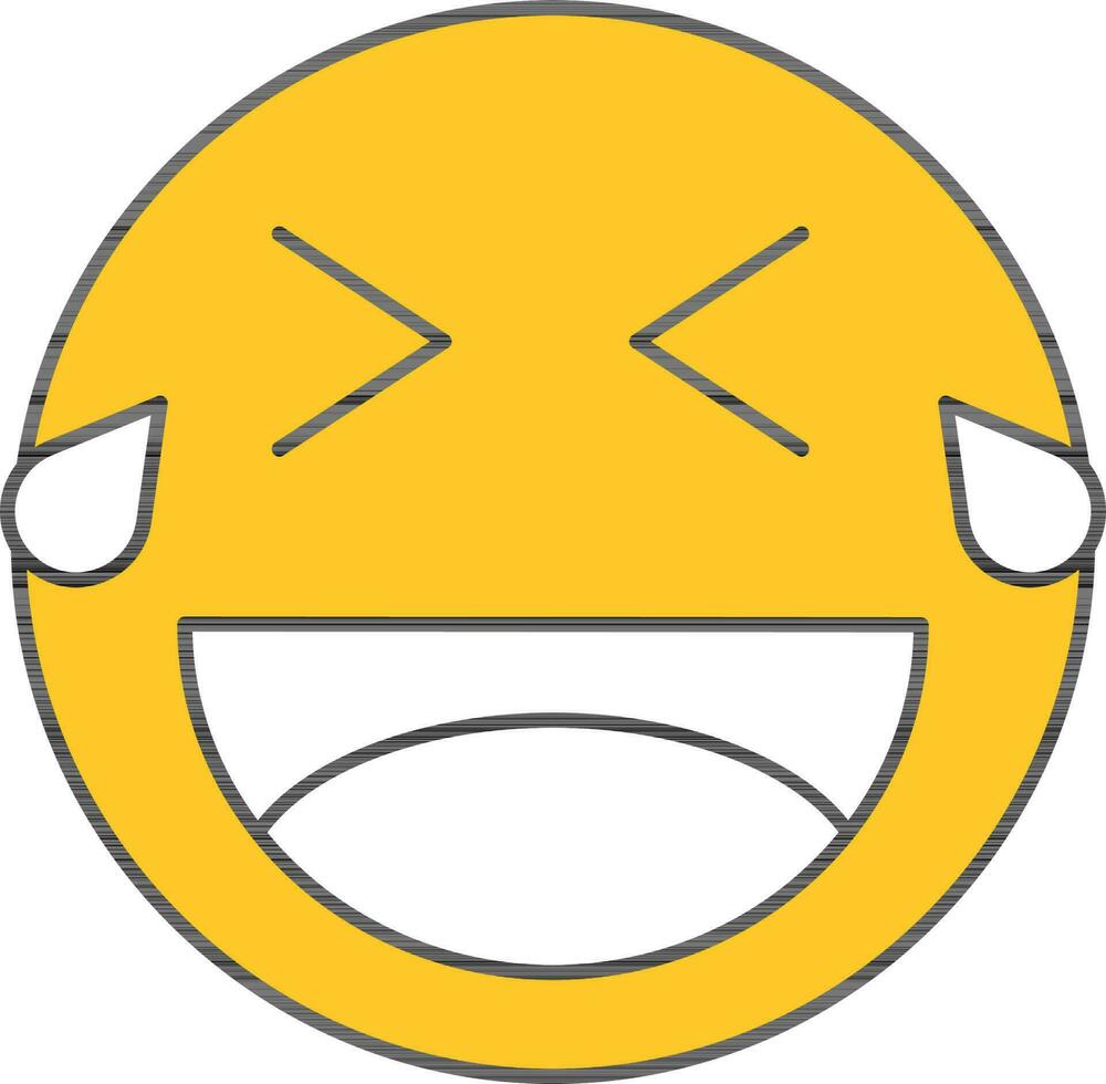 Illustration Of Laughing Face With Tears Icon In White And Yellow Color. vector