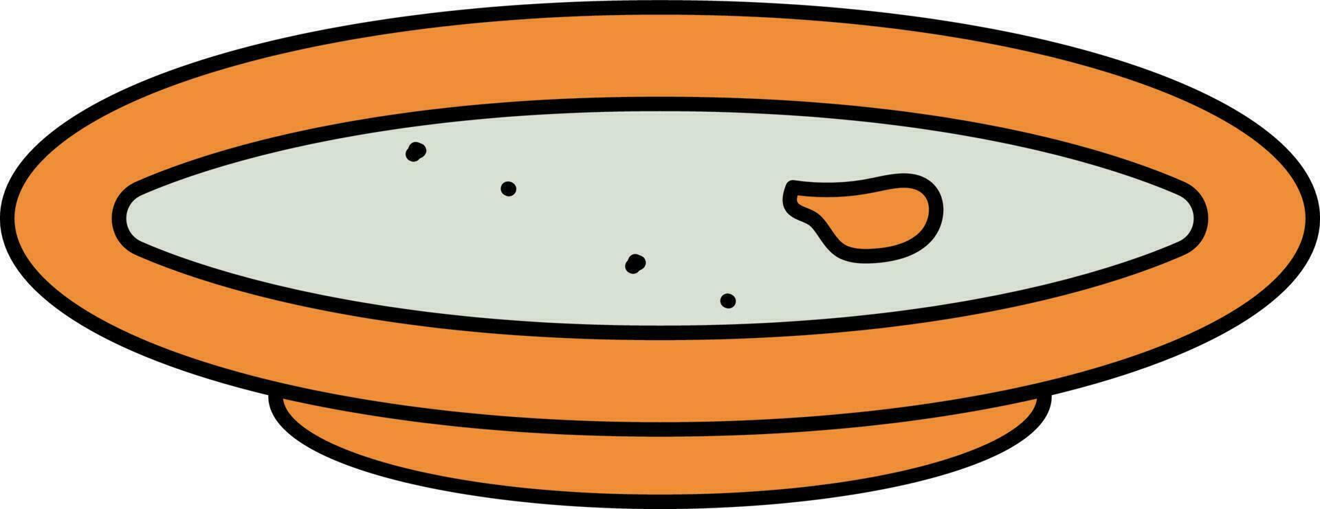 Uncelan Or Leftover Food Plate Icon In Orange And Grey Color. vector