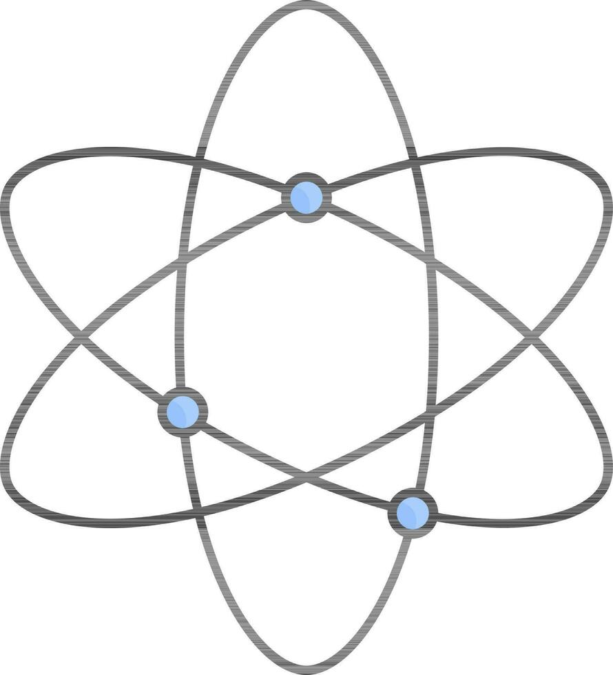 Atomic Structure Icon in Black and Blue Color. vector