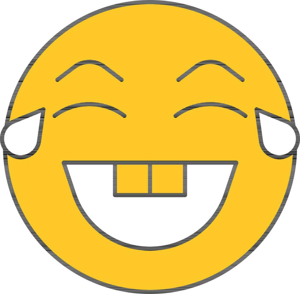 Laughing Emoji With Tears Icon In White And Yellow. vector