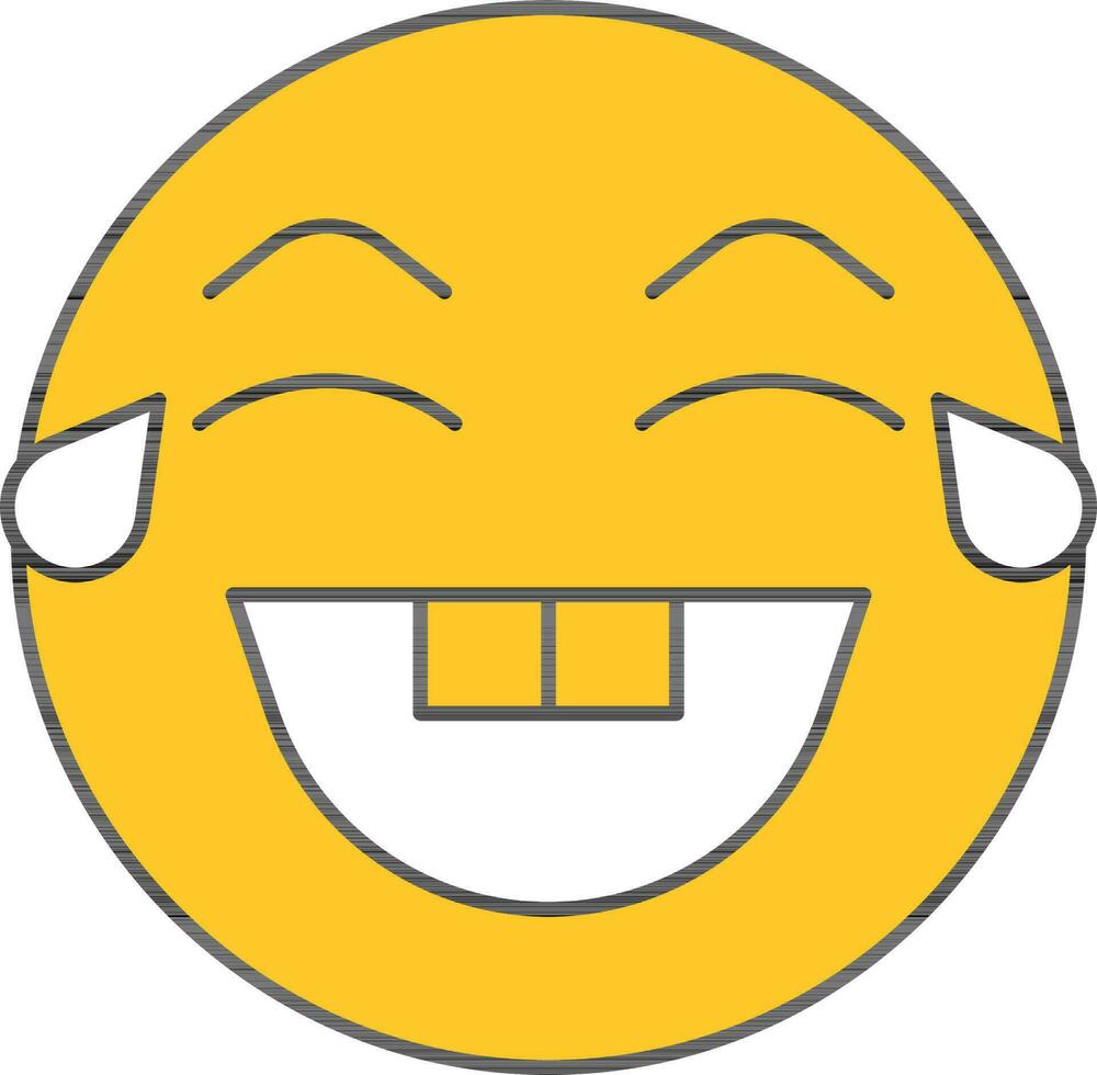 Laughing Emoji With Tears Icon In White And Yellow. vector